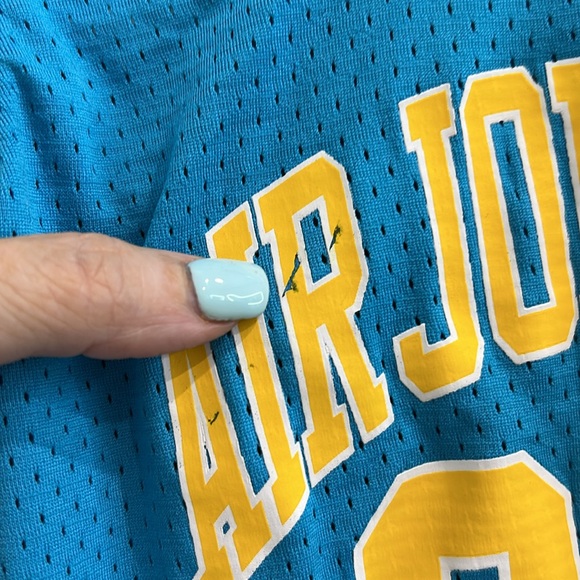 Nike Air Jordan Aqua Blue Yellow 23 Basketball Jersey Dri-FIT |Size Large 6/7 - Picture 6 of 6